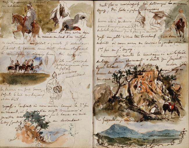 Cavaliers arabes, notes manuscrites Eugène Delacroix