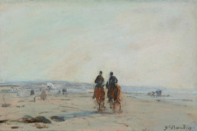 Deux cavaliers sur la plage Eugène Boudin