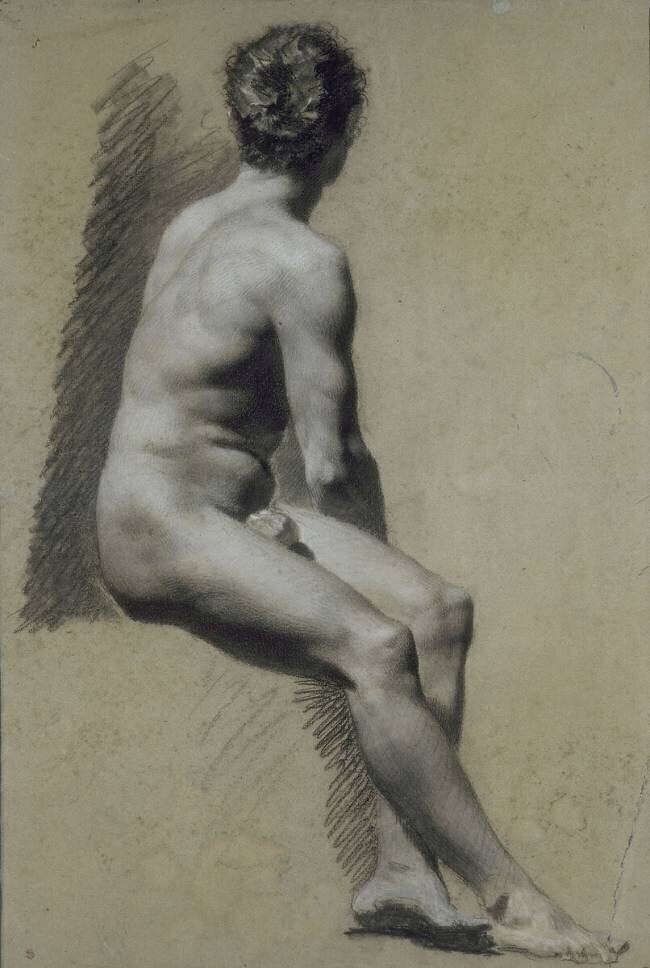 Etude d'homme assis, de profil à droite, tournant le dos Pierre Paul Prud'hon