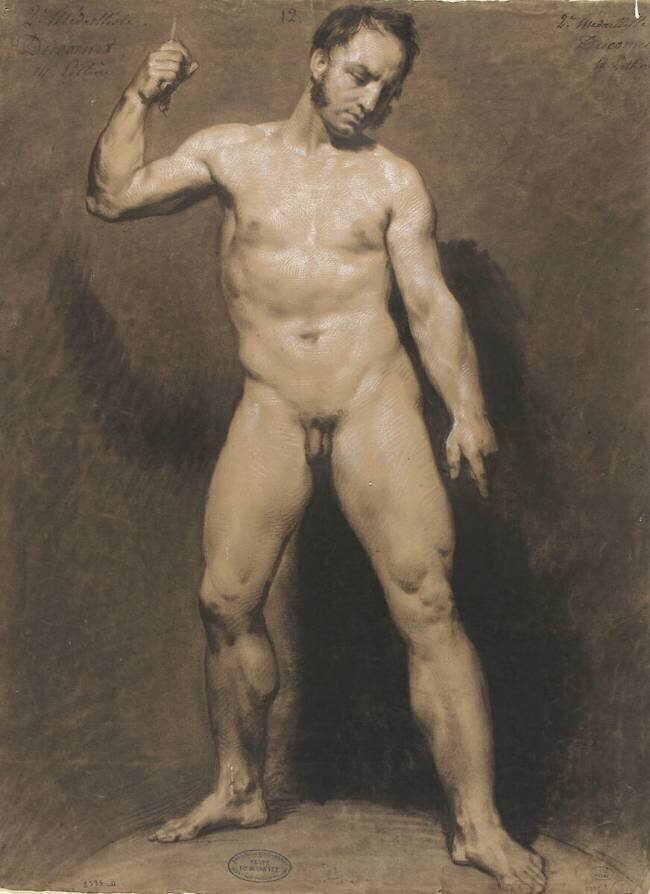 Etude d'homme nu de face Louis Joseph César Ducornet