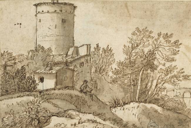 Farm Buildings by the Tiber Claude Gellée