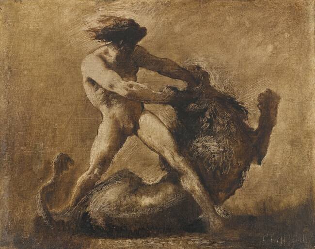 Hercule et le lion de Némée François-Nicolas Chifflart