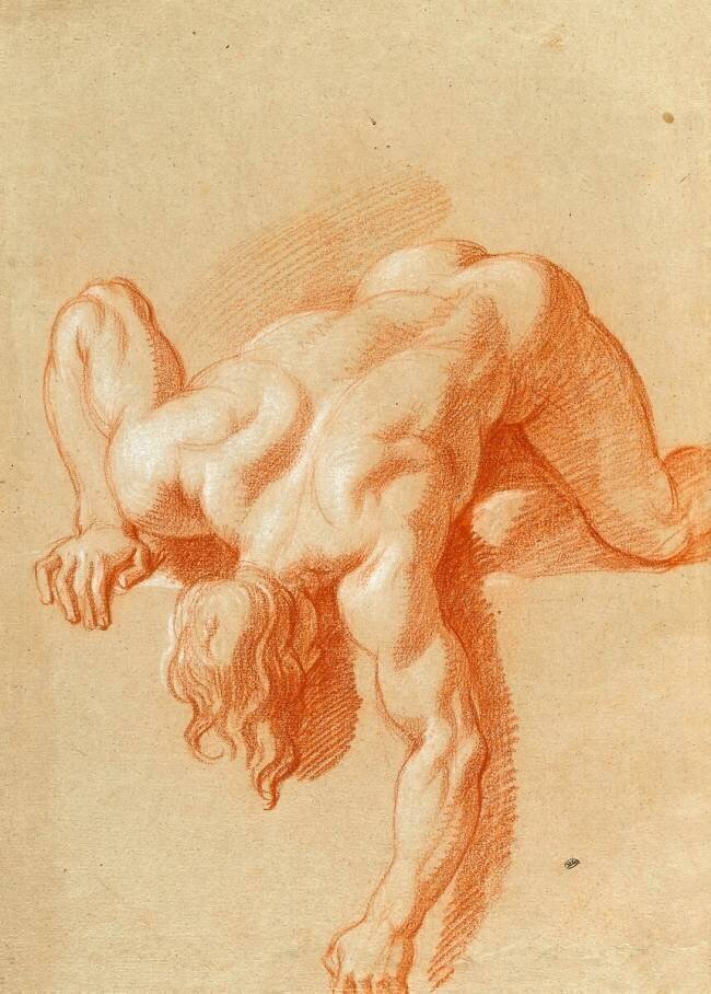 Homme nu, renversé Charles Le Brun