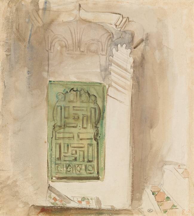Intérieur au Maroc : la porte verte Eugène Delacroix