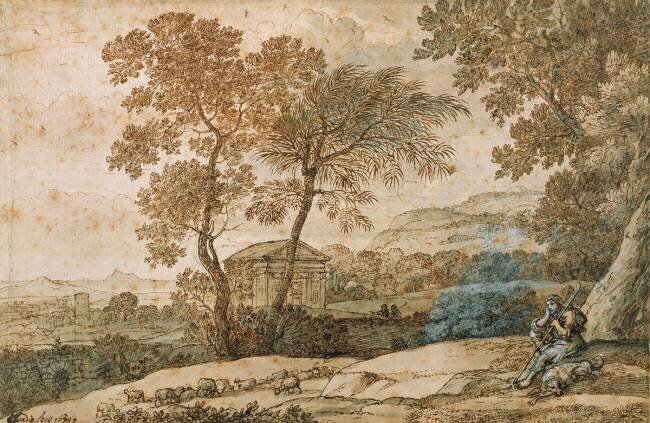 Landscape with a shepherd and his dog Claude Gellée