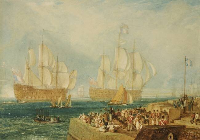 Plymouth Harbour: Towing in French Prizes Joseph Mallord William Turner