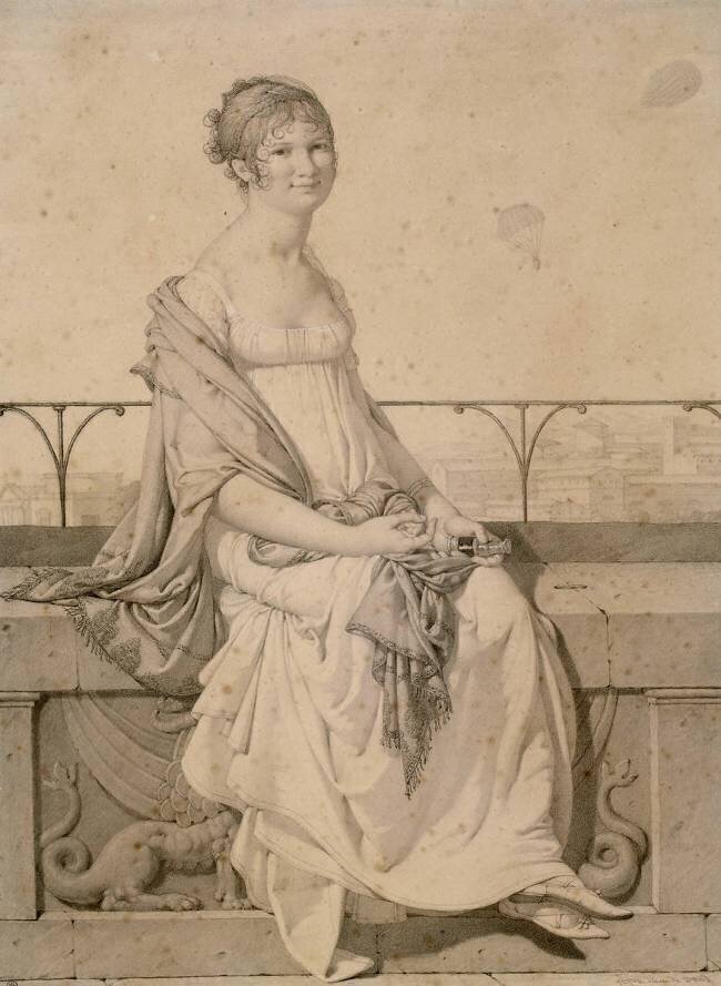 Portrait de mademoiselle Barbara Bansi assise dans un paysage italien Jean-Auguste-Dominique Ingres