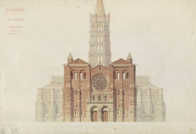 Saint-Sernin de Toulouse façade occidentale restaurée Eugène Viollet-Le-Duc