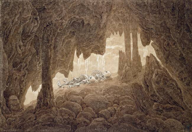 Skeleton in the Cave Caspar David Friedrich