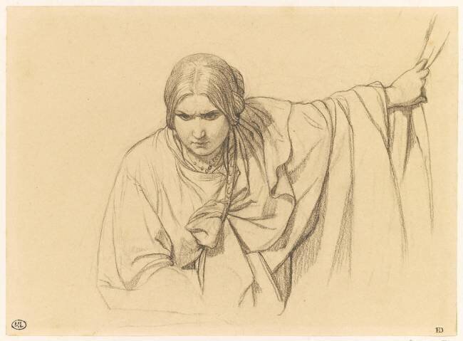 Trois études pour une femme voilée; étude d'une femme voilée; croquis de deux femmes voilées Paul Delaroche