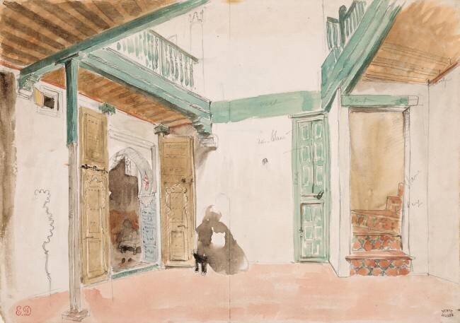 Une cour à Tanger Eugène Delacroix