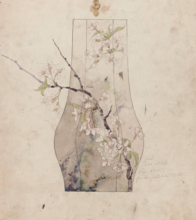 Vase décoré de pêcher en fleurs Emile Gallé