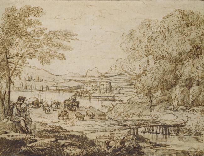 Youth playing a Pipe in a pastoral Landscape Claude Gellée