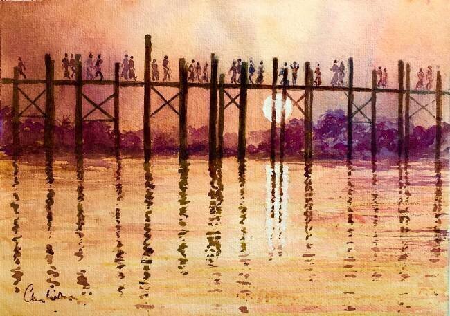 Rush hour on the U Bein Bridge Wilson Clive