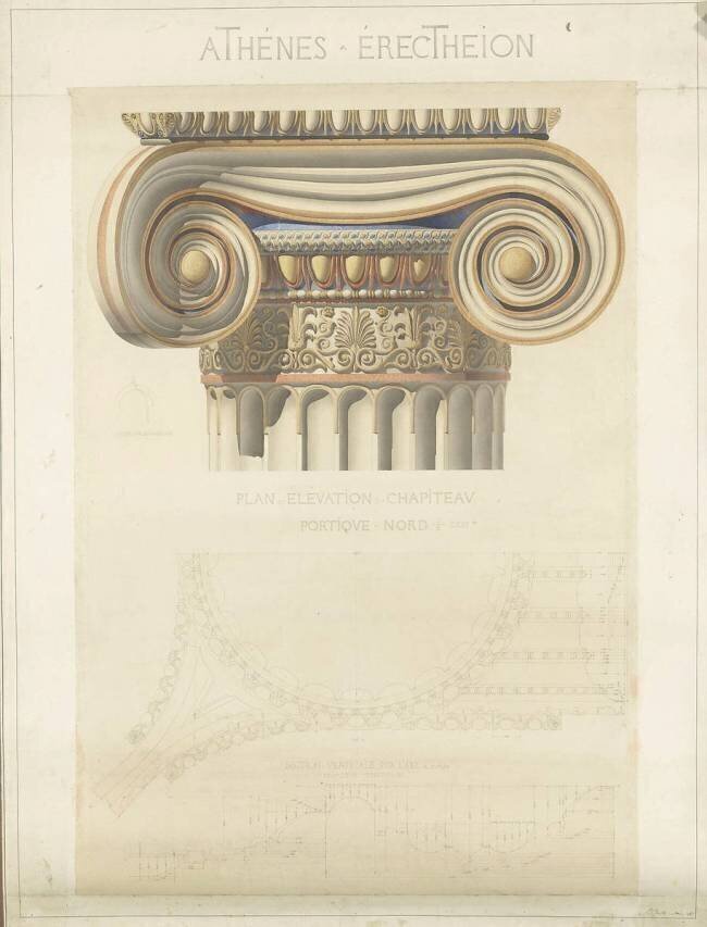 Athènes, Erechtéion, étude d'un chapiteau au portique nord Louis Boitte