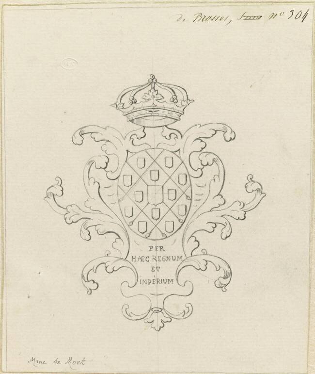 Blason aux armes de Mme de Mont de Brosses Emile Gallé