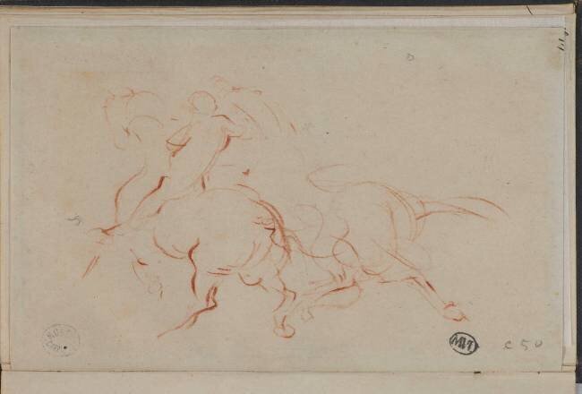 Carnet de croquis : Cavalier menant un cheval par l'encolure Jean-Baptiste Carpeaux