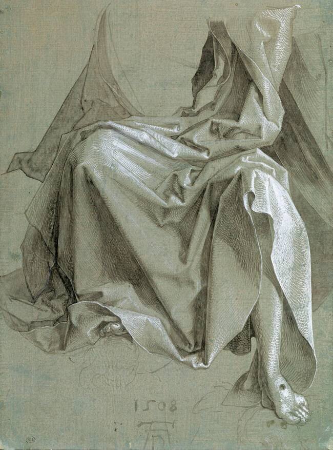 Draperie couvrant les genoux et le torse d'un Christ assis Albrecht Dürer