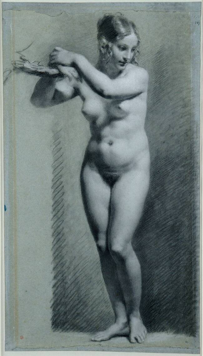 Etude de femme nue debout, les bras appuyés à une branche Pierre Paul Prud'hon