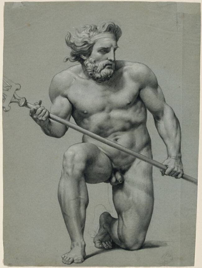 Figure nue, agenouillée, tenant un trident Merry-Joseph Blondel