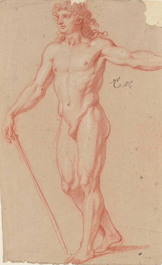 Homme nu, debout, de trois quarts à gauche Charles Le Brun
