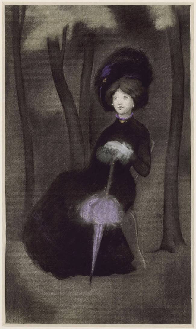 Jeune femme à l'ombrelle mauve Joan González