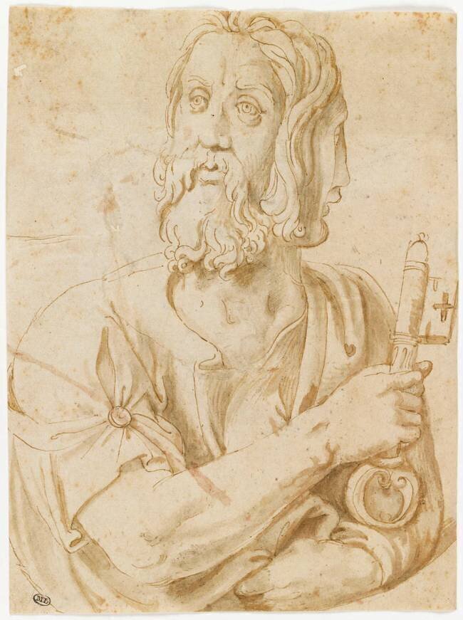 Le dieu Janus, bifrons, tenant une clé Giulio Romano