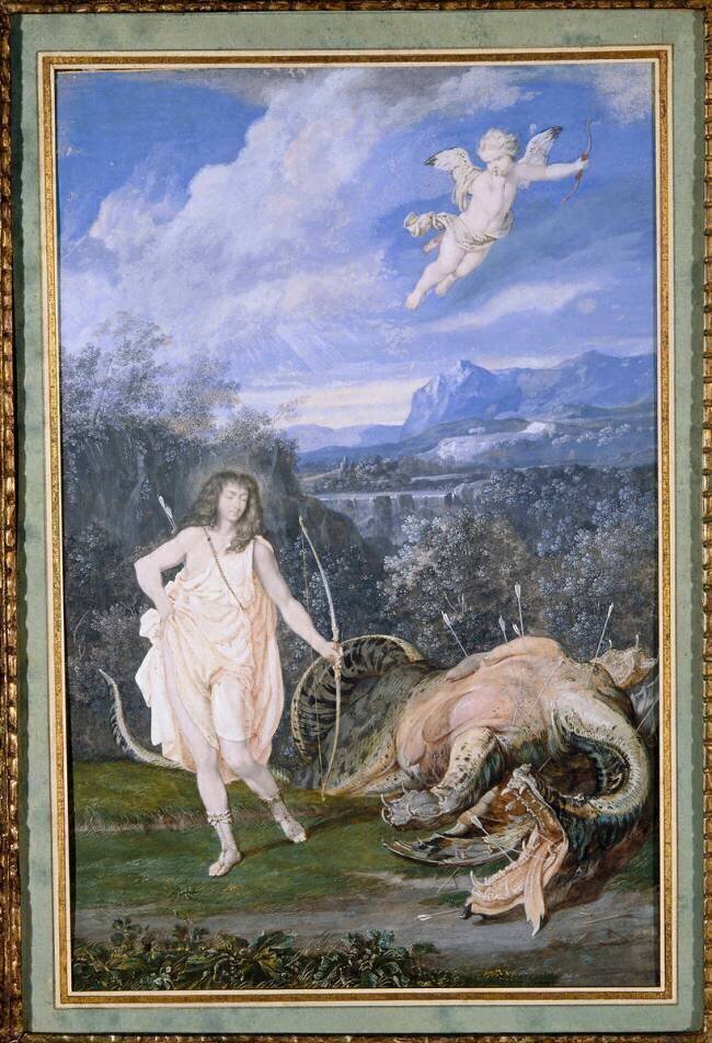 Louis XIV sous la figure d'Apollon, vainqueur du serpent Python Joseph Werner the Younger