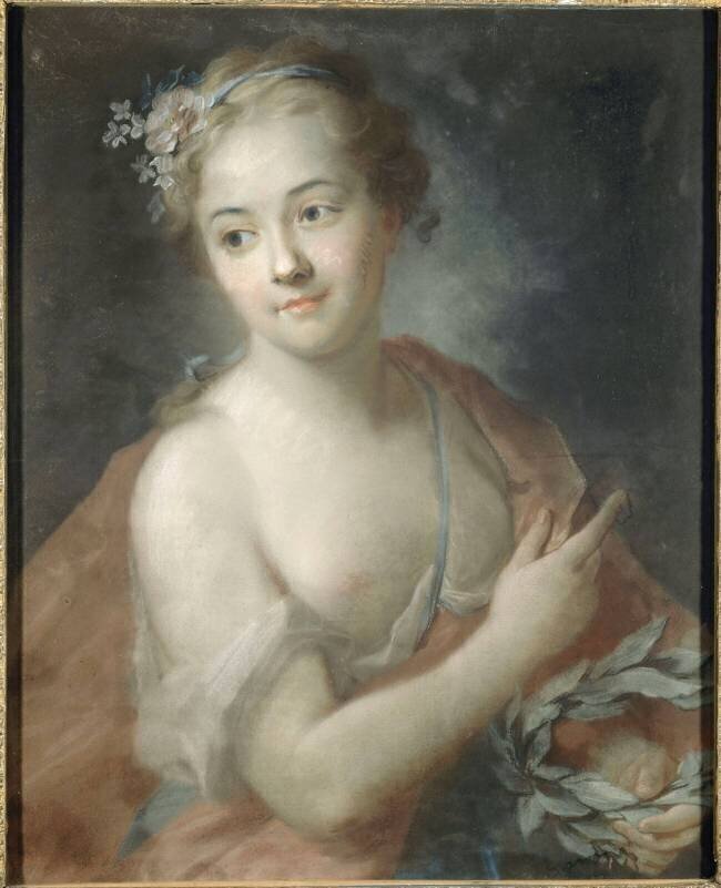 Nymphe de la suite d'Apollon, tenant une couronne de lauriers Quentin de La Tour