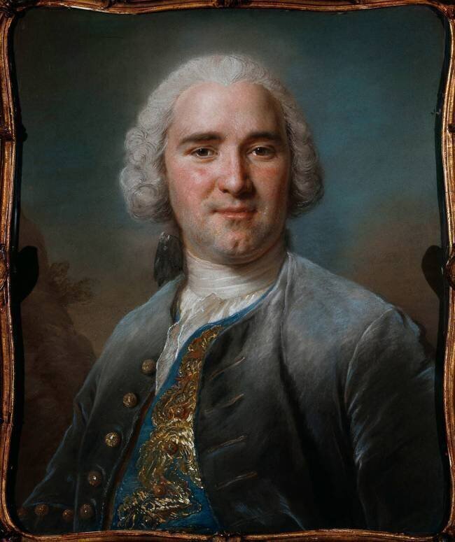 Portrait d'homme au gilet bleu Quentin de La Tour