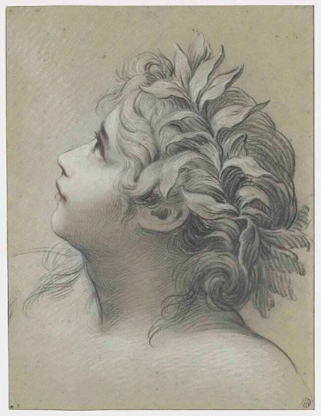 Tête de jeune femme couronnée de lauriers : la Poésie Pierre Charles Trémolières