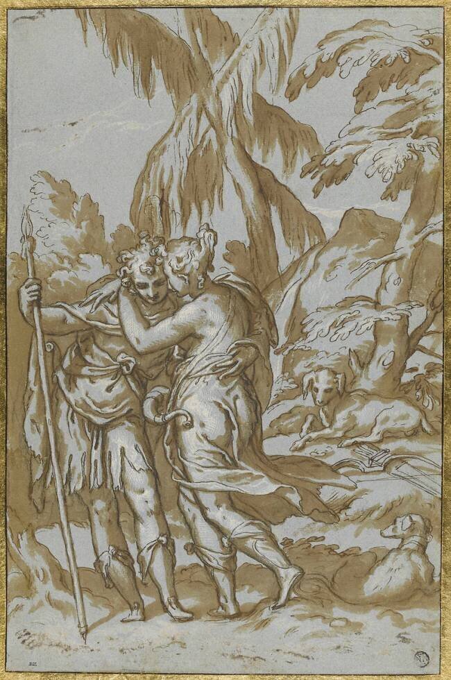 Vénus et Adonis enlacés Paolo Farinati
