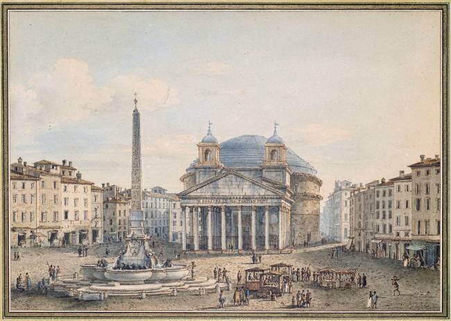 Vue du temple d'Agrippa sur la piazza della rotonda Victor-Jean Nicolle
