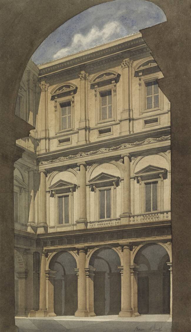 Album of the Views of Rome : Farnese Palace, Courtyard Louis Boitte
