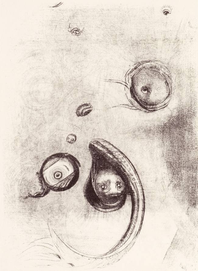 "And some eyes without heads floating like mollusks" from 'La Tentation de Saint-Antoine' Odilon Redon