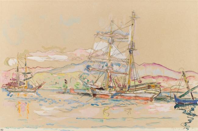Bateaux dans le port d'Ajaccio Paul Signac