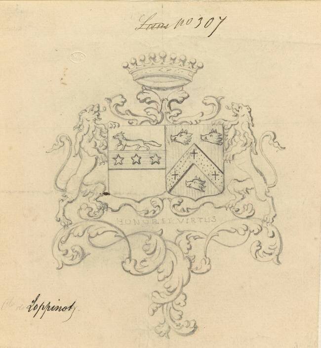 Blason aux armes du comte de Loppinot Emile Gallé