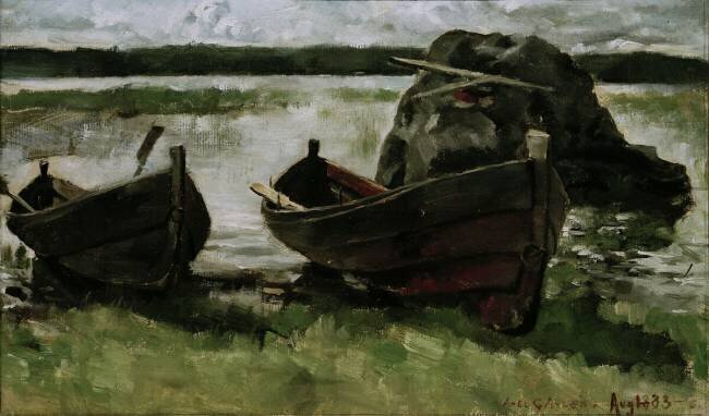 Boats on the beach Akseli Gallen-Kallela