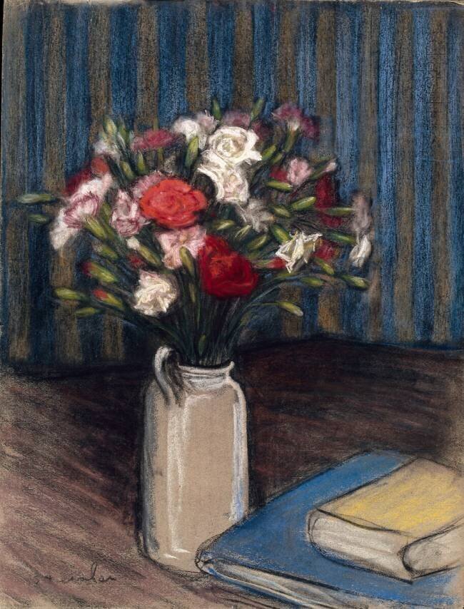 Bouquet d'oeillets dans un vase sur une table Théophile Alexandre Steinlen