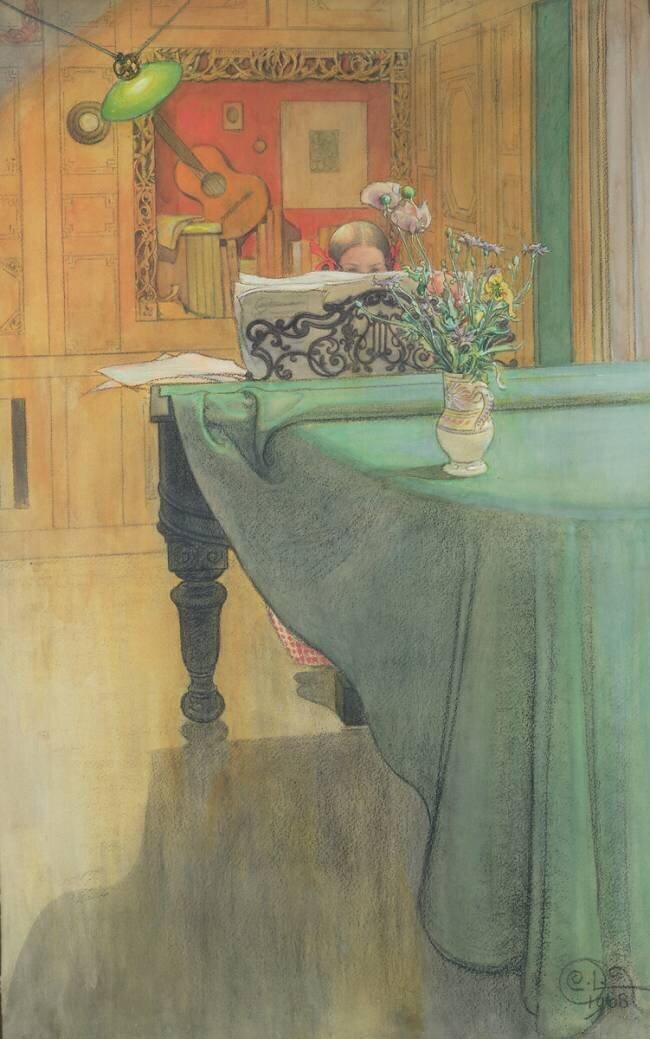 Brita at the Piano Carl Larsson