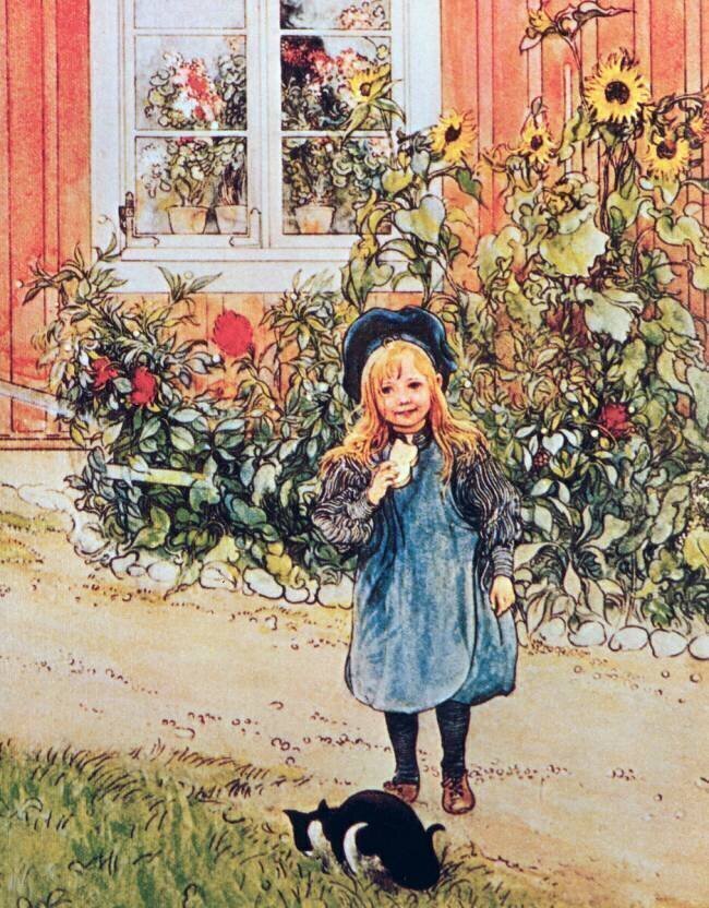Brita with Sunflowers Carl Larsson