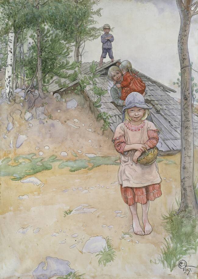 By the cellar Carl Larsson