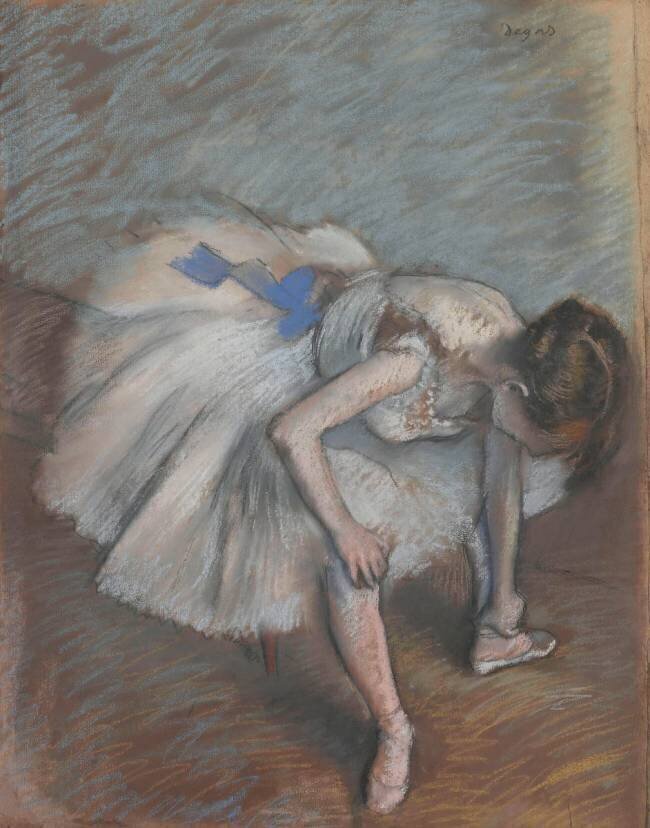 Danseuse nouant sa pantoufle Edgar Degas