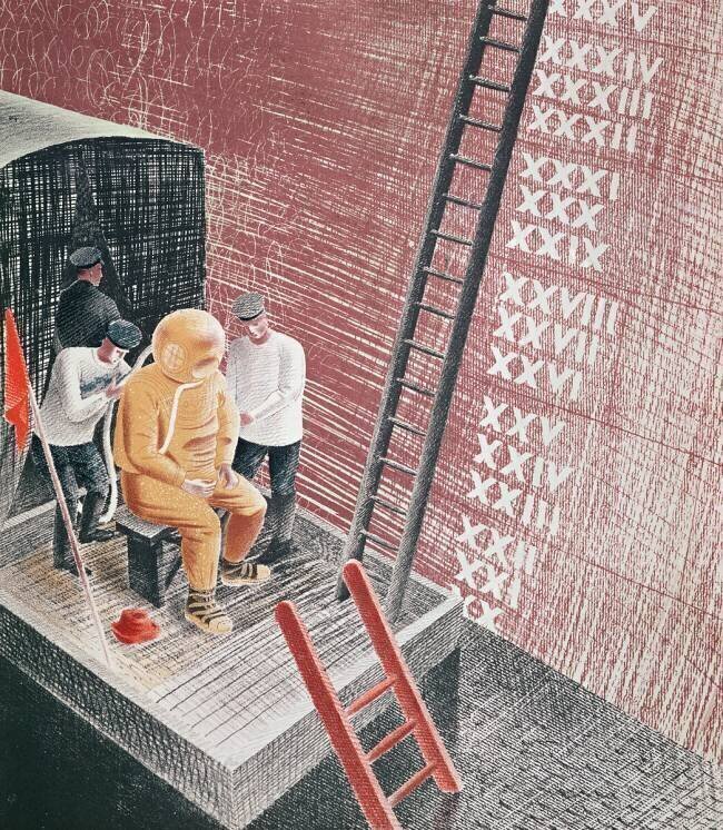 Diver being prepared for descent Eric Ravilious