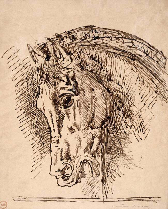 Etude de tête de cheval pour Diomède dévoré par ses chevaux Gustave Moreau