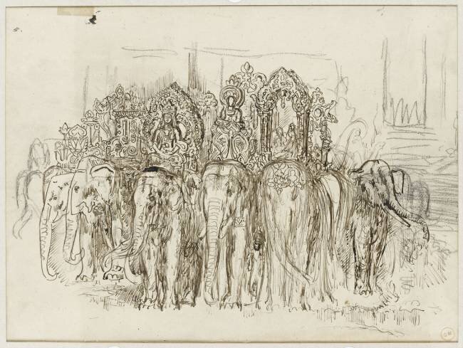 Etude d'éléphants pour le Triomphe d'Alexandre Gustave Moreau