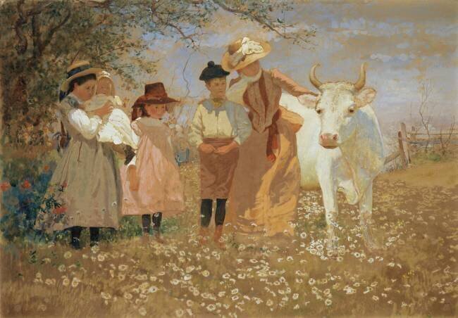 Family Group with Cow Louis Comfort Tiffany
