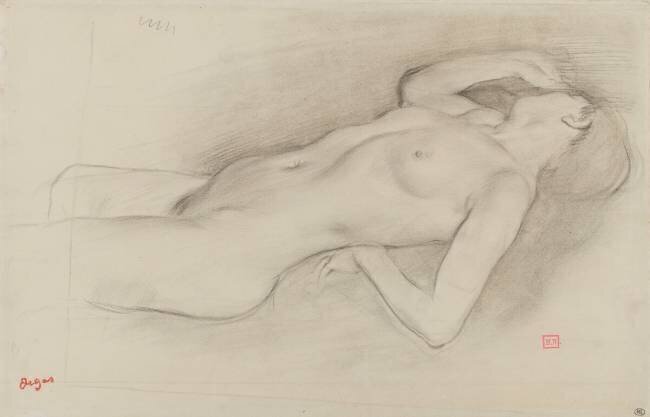 Femme couchée, la tête à droite Edgar Degas