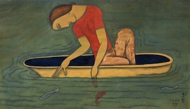 Femme dans une barque Tsuguharu Foujita