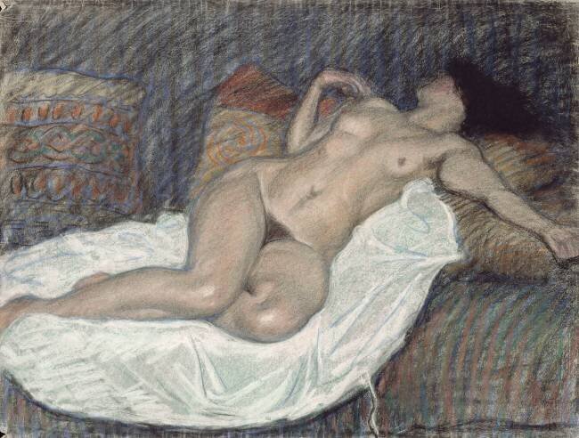Femme nue, étendue sur des coussins Théophile Alexandre Steinlen
